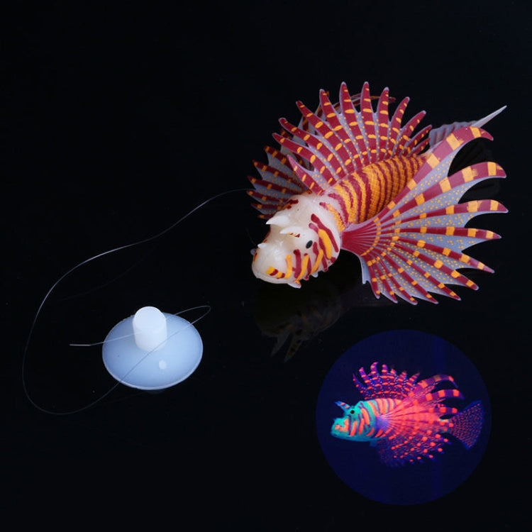 Fish Tank Landscaping Ornament Silicone Nightlight Simulation Colorful Lion Fish(Brown)