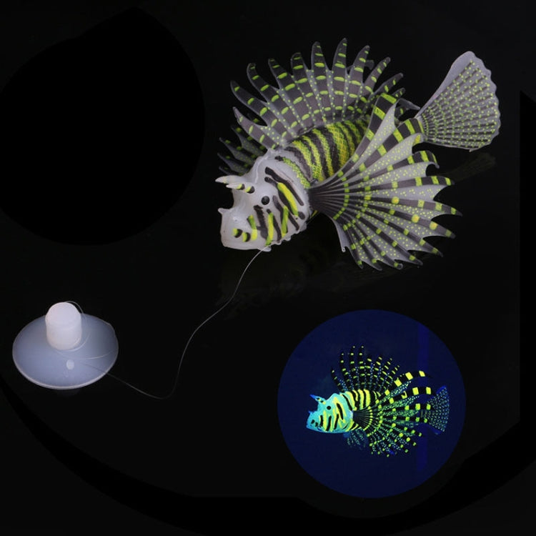 Fish Tank Landscaping Ornament Silicone Nightlight Simulation Colorful Lion Fish(Black)