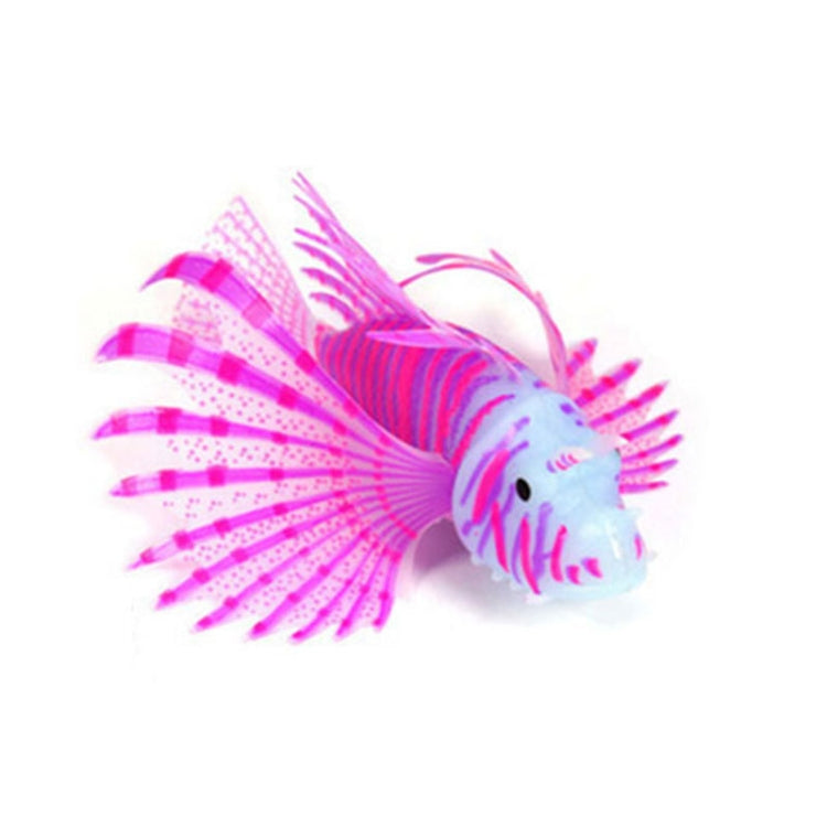 Fish Tank Landscaping Ornament Silicone Nightlight Simulation Colorful Lion Fish(Purple)
