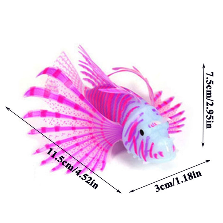 Fish Tank Landscaping Ornament Silicone Nightlight Simulation Colorful Lion Fish(Blue)