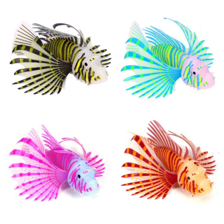 Fish Tank Landscaping Ornament Silicone Nightlight Simulation Colorful Lion Fish(Brown)