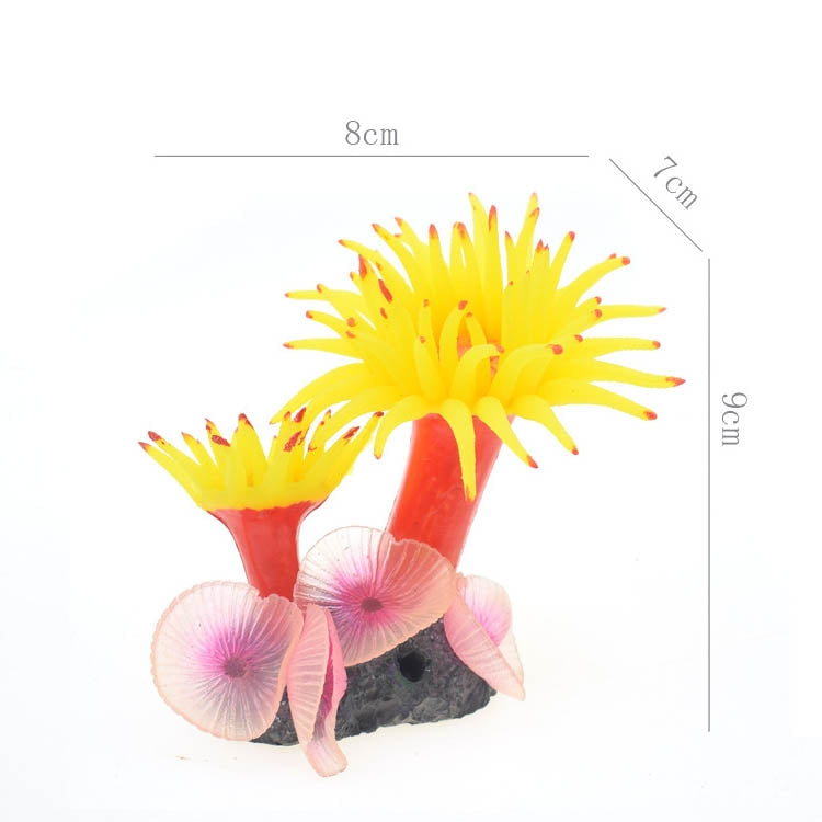 Fish Tank Aquarium Simulation Landscaping Seabed Mollusk Coral Simulation Sea Tree Silicone Ornaments(Yellow)