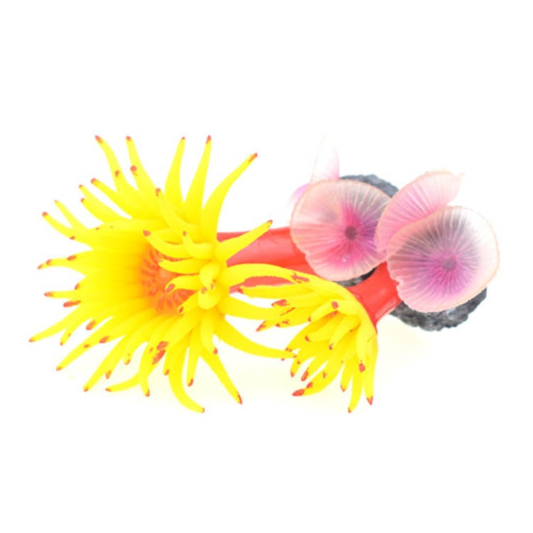 Fish Tank Aquarium Simulation Landscaping Seabed Mollusk Coral Simulation Sea Tree Silicone Ornaments(Yellow)
