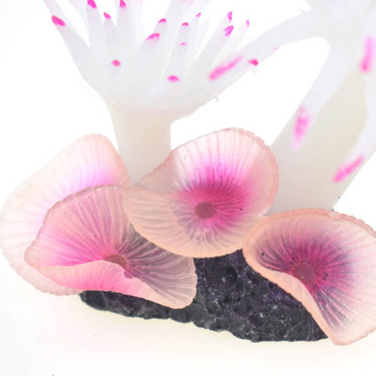 Fish Tank Aquarium Simulation Landscaping Seabed Mollusk Coral Simulation Sea Tree Silicone Ornaments(White)