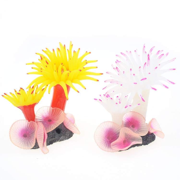 Fish Tank Aquarium Simulation Landscaping Seabed Mollusk Coral Simulation Sea Tree Silicone Ornaments(White)