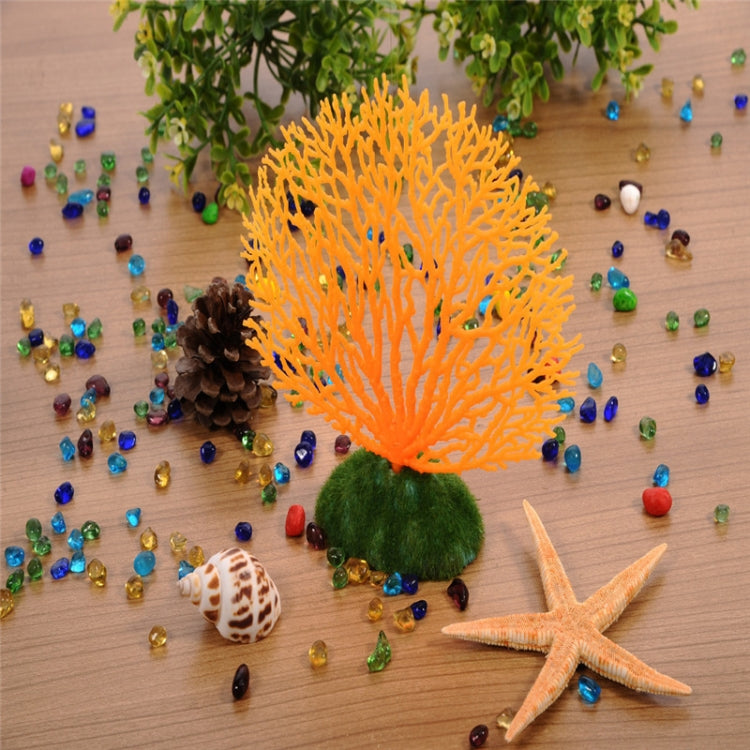 Aquarium Decorative Silicone Fake Coral Fish Tank Artificial Plant Decorative(Orange)