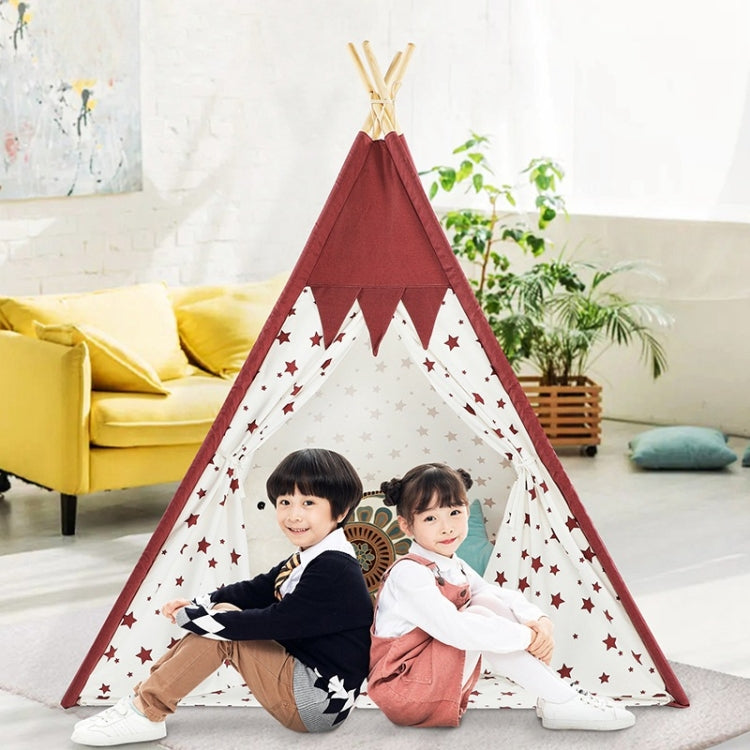 Indian Children Tent Cotton Cloth Indoor Play House Parent-Child Doll House(Pink Stars)