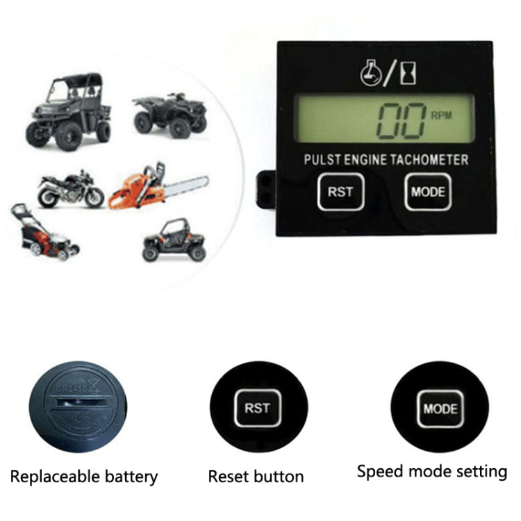 ZSB-03 Chain Saw Tachometer Gasoline Engine Lawn Mower High Tachometer Digital Display Induction Pulse Tachometer, Specification: Double Button Clip Version