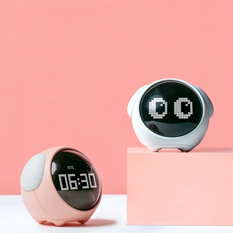 Cartoon Smart Alarm Clock For Children Bedroom Bedside LED Lamp Charging Electronic Digital Clock, Colour: White (Expression Version)