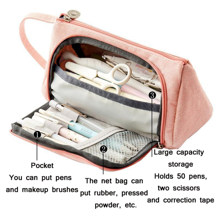 Angoo Large Capacity Pencil Case Cute Canvas Stationery Bag, Color: Black White In The Palm