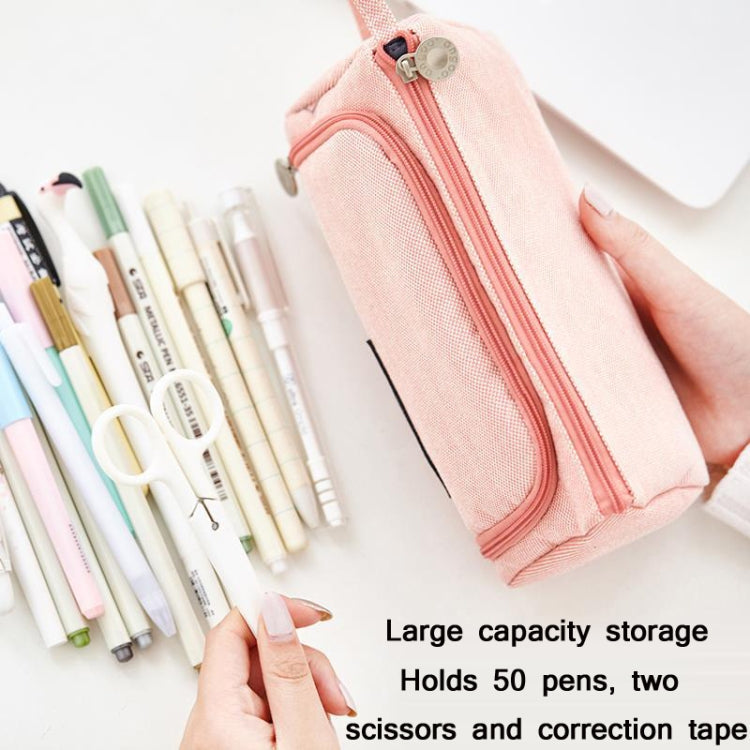 Angoo Large Capacity Pencil Case Cute Canvas Stationery Bag, Color: Black White In The Palm