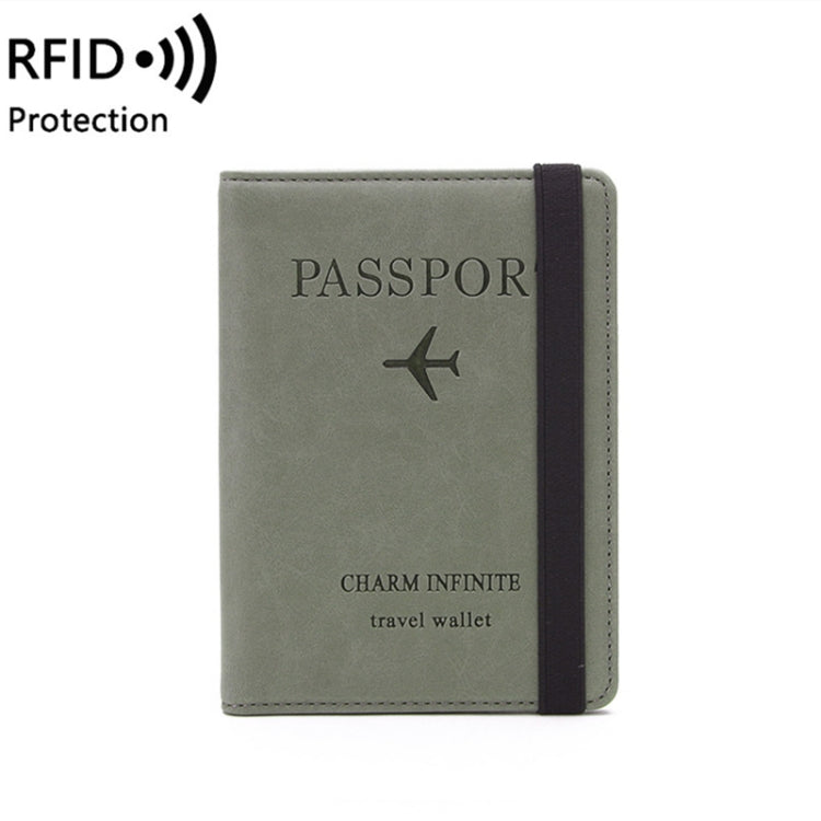RFID Travel Passport Card Bag Elastic Band Protective Case(Green)