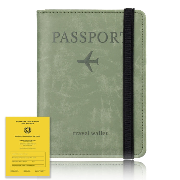 RFID Travel Passport Card Bag Elastic Band Protective Case(Green)