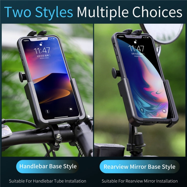 WEST BIKING  Bike Mobile Phone Holder Aluminum 360 Rotatable Electric Bike Scooter Motorcycle Phone Stand,Style: Rearview Mirror Style