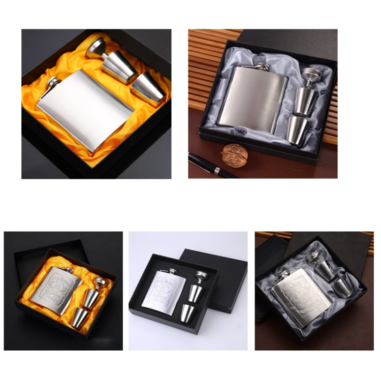 Portable Stainless Steel Hip Flask Set With Wine Glass Funnel(7OZ Jack Yellow Grunge)