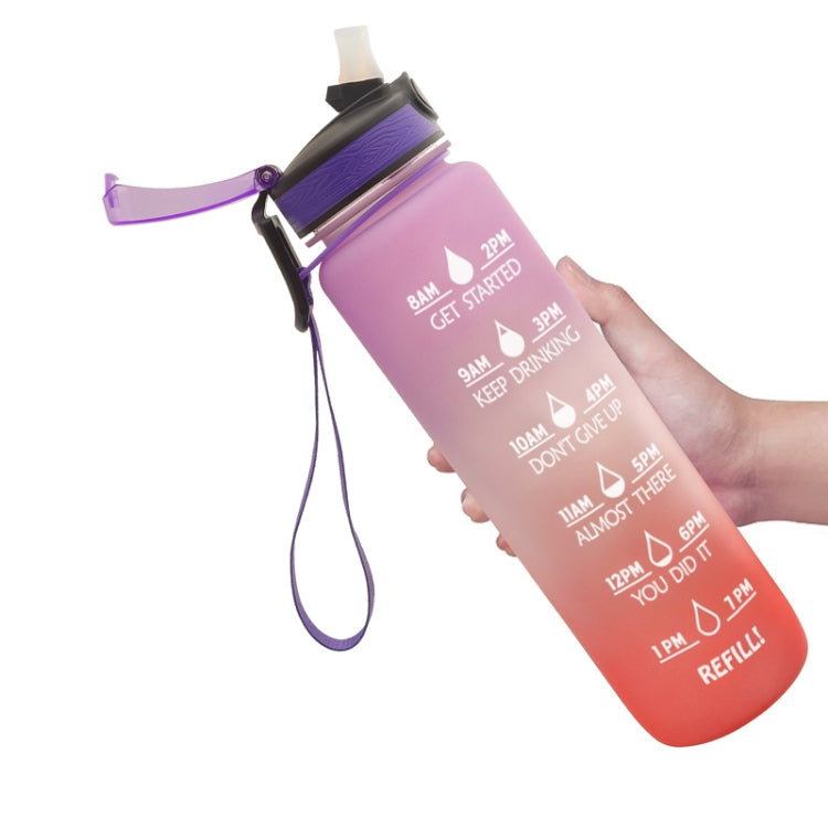1L Tritan Plastic Gradient Color Cup Outdoor Large Capacity Sports Kettle(Purple Orange)