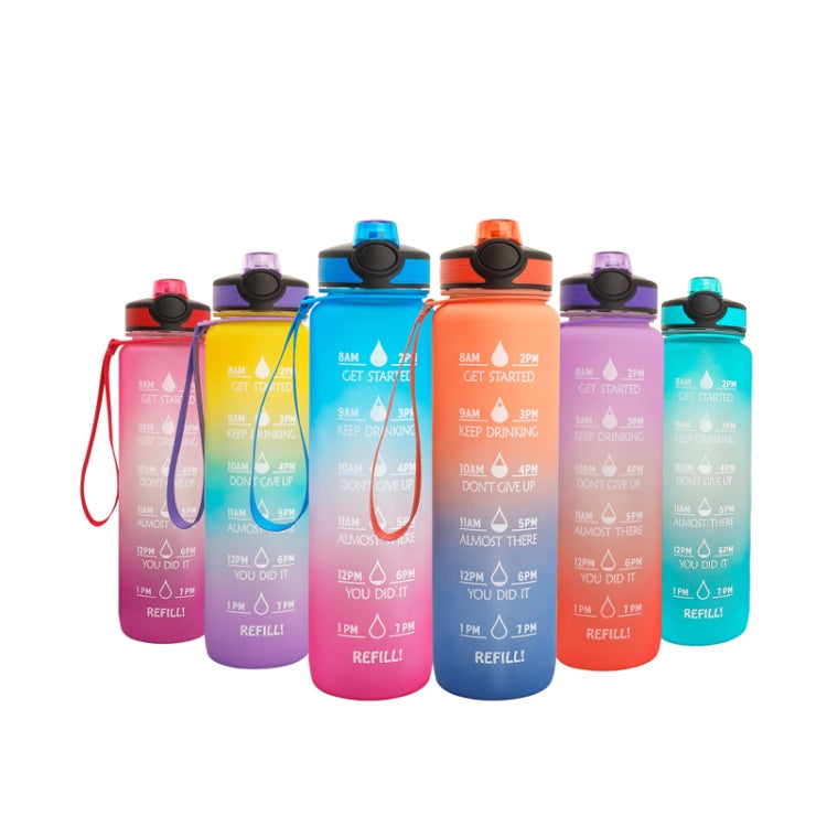 1L Tritan Plastic Gradient Color Cup Outdoor Large Capacity Sports Kettle(Purple Orange)