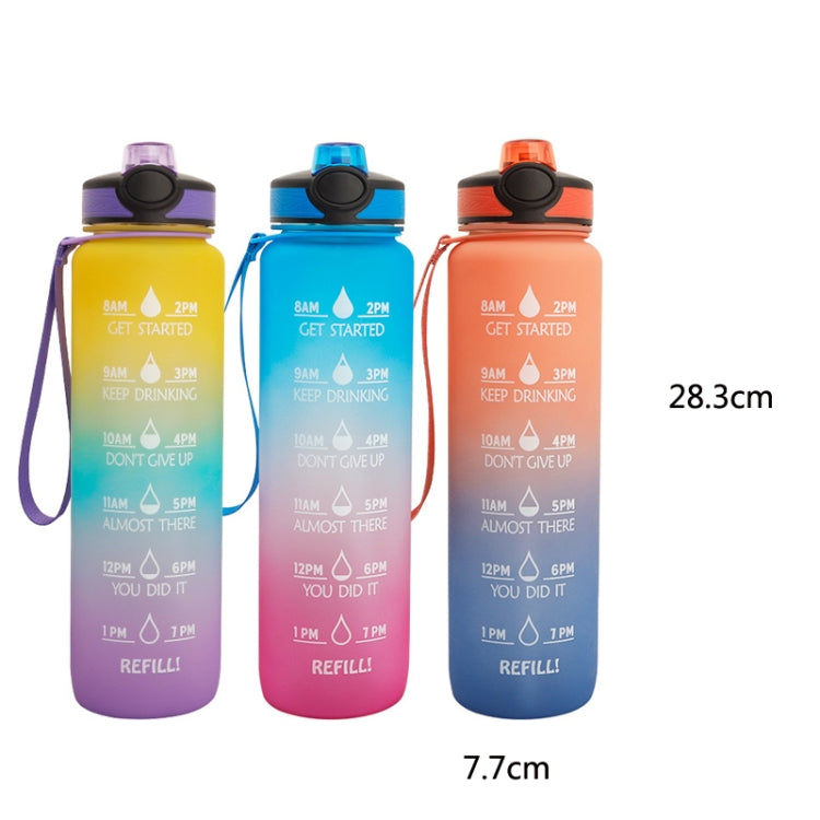 1L Tritan Plastic Gradient Color Cup Outdoor Large Capacity Sports Kettle(Purple Orange)