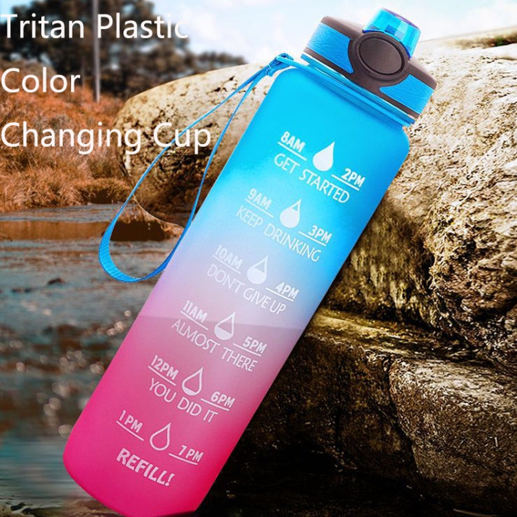 1L Tritan Plastic Gradient Color Cup Outdoor Large Capacity Sports Kettle(Purple Orange)