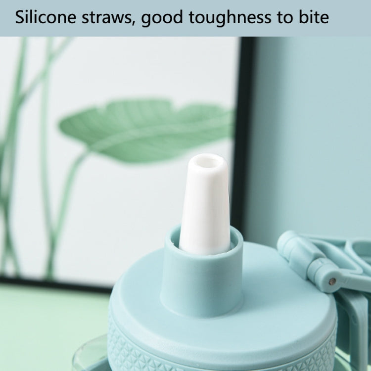 Square Plastic Water Cup with Straw Outdoor Sports Large-Capacity Portable Kettles, Colour: 900ml (Blue)