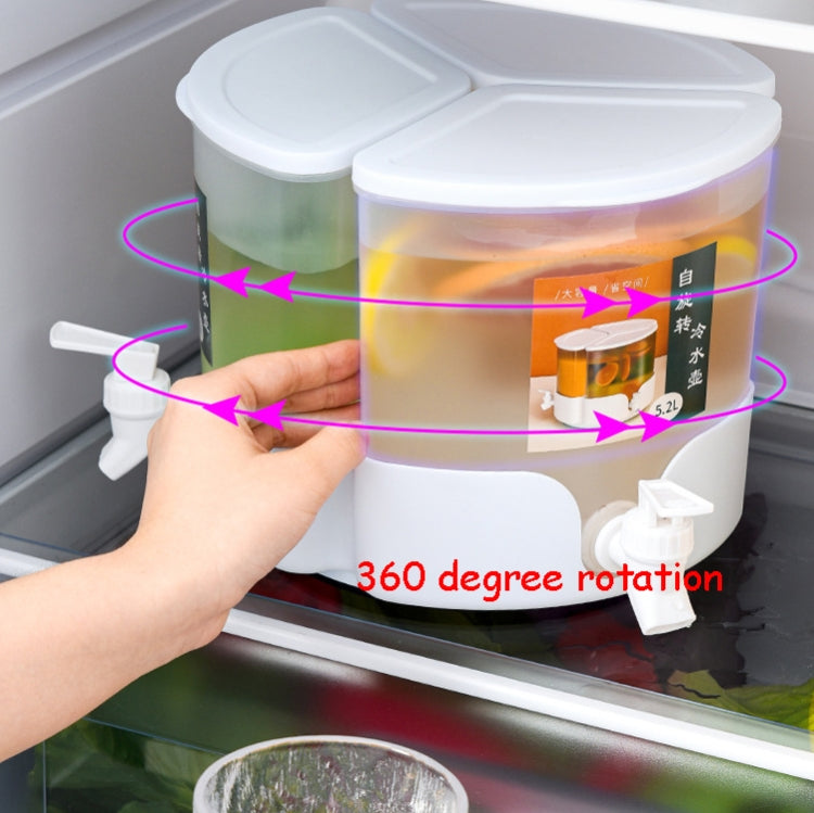 5.2L Three-Grid Rotating Cold Kettle Large-Capacity Compartments Fruit Teapot With Faucet Can Be Put In Refrigerator