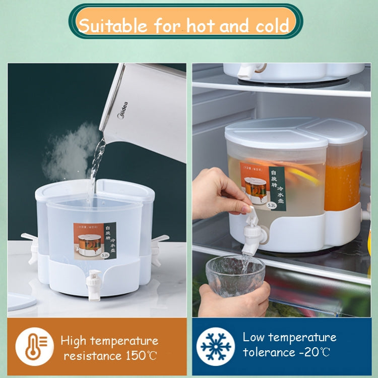 5.2L Three-Grid Rotating Cold Kettle Large-Capacity Compartments Fruit Teapot With Faucet Can Be Put In Refrigerator