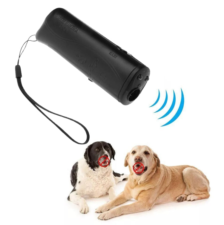 LED Flashlight Ultrasonic Dog Repeller Portable Dog Trainer, Colour: Single-headed Black(Colorful Package)
