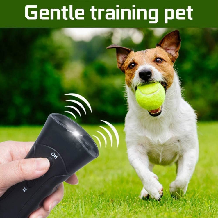 LED Flashlight Ultrasonic Dog Repeller Portable Dog Trainer, Colour: Single-headed Black(Colorful Package)