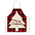 Christmas Plaid Series Cotton And Linen Apron Household Cleaning Overalls, Specification: 68 x 55cm(WQ-001312)