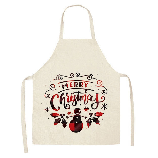 Christmas Plaid Series Cotton And Linen Apron Household Cleaning Overalls, Specification: 68 x 55cm(WQ-001315)