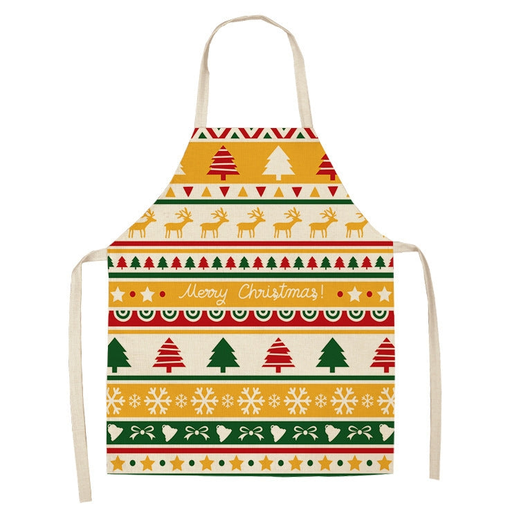 Christmas Plaid Series Cotton And Linen Apron Household Cleaning Overalls, Specification: 68 x 55cm(WQ-001320)