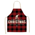 Christmas Plaid Series Cotton And Linen Apron Household Cleaning Overalls, Specification: 47 x 38cm(WQ-001327)