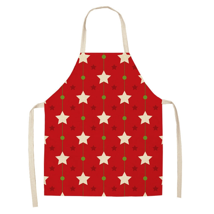 Christmas Plaid Series Cotton And Linen Apron Household Cleaning Overalls, Specification: 47 x 38cm(WQ-001322)