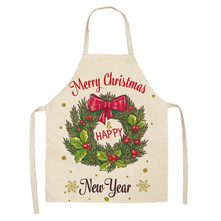 Fabric Linen Cleaning Apron Christmas Party Decoration Apron, Size: 68x55cm(WQ-001502)
