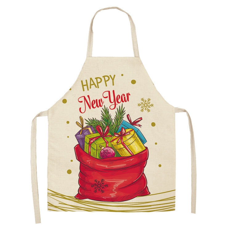 Fabric Linen Cleaning Apron Christmas Party Decoration Apron, Size: 68x55cm(WQ-001505)