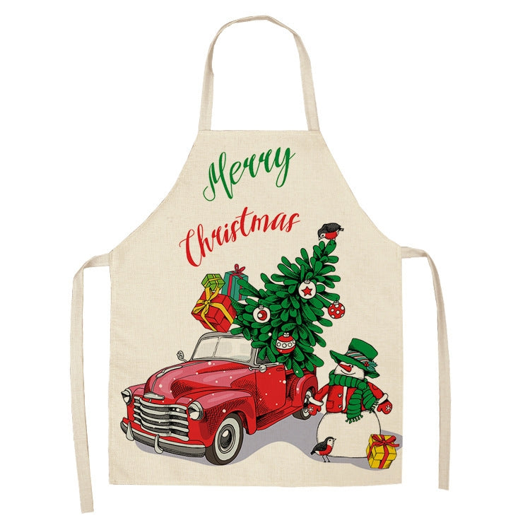 Fabric Linen Cleaning Apron Christmas Party Decoration Apron, Size: 68x55cm(WQ-001508)