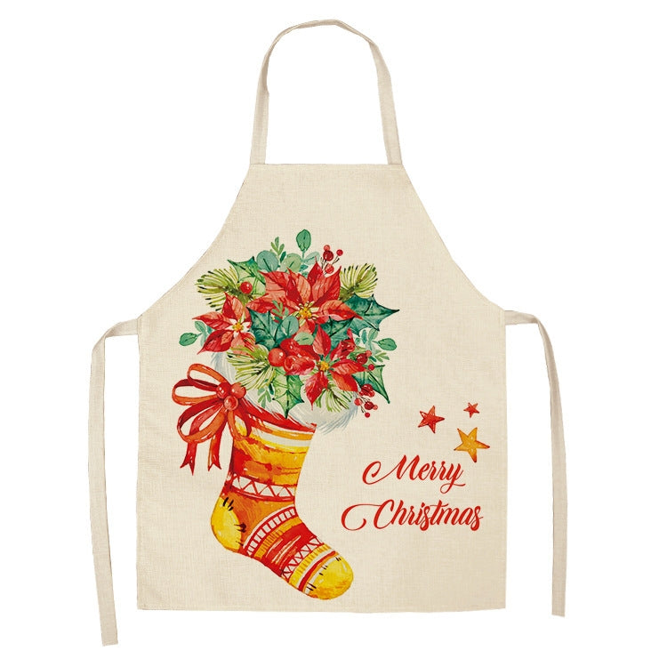 Fabric Linen Cleaning Apron Christmas Party Decoration Apron, Size: 68x55cm(WQ-001510)