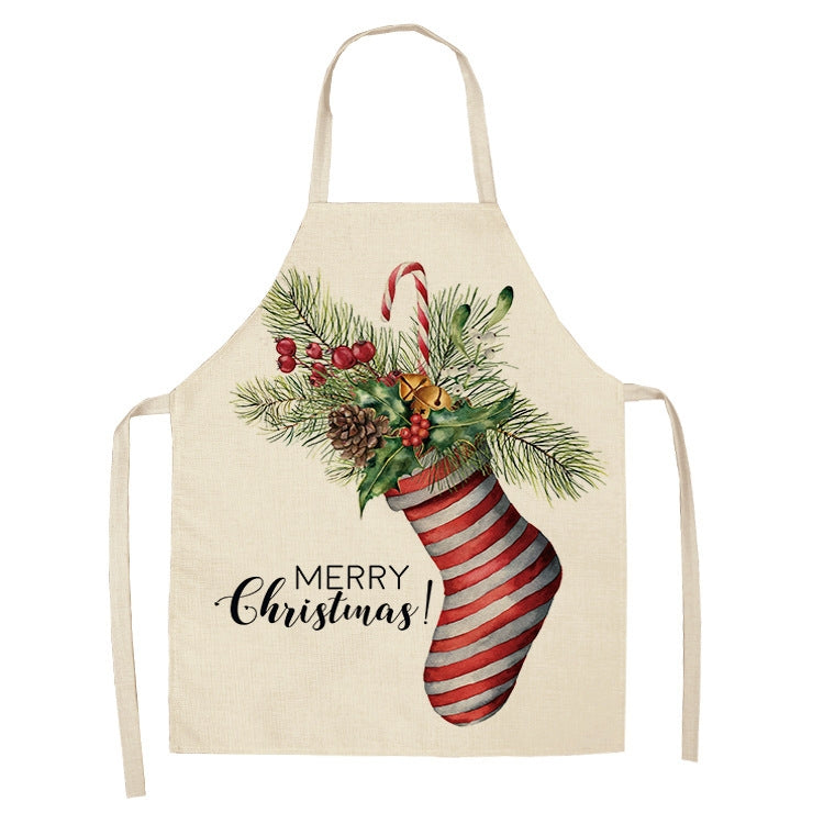 Fabric Linen Cleaning Apron Christmas Party Decoration Apron, Size: 68x55cm(WQ-001511)