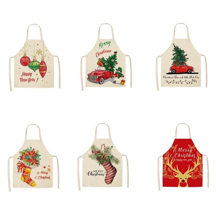 Fabric Linen Cleaning Apron Christmas Party Decoration Apron, Size: 68x55cm(WQ-001512)