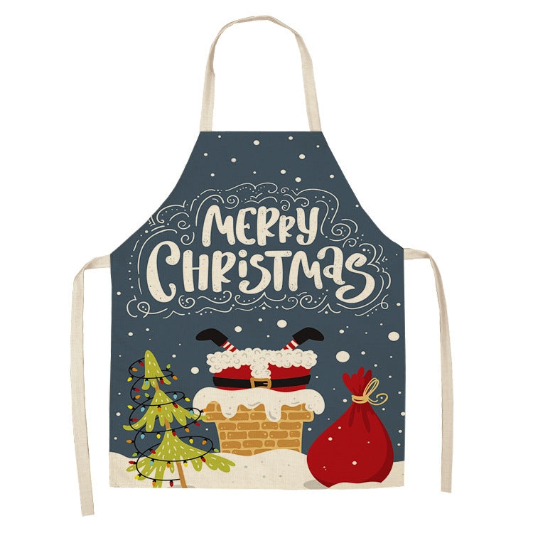 Fabric Linen Cleaning Apron Christmas Party Decoration Apron, Size: 68x55cm(WQ-001516)