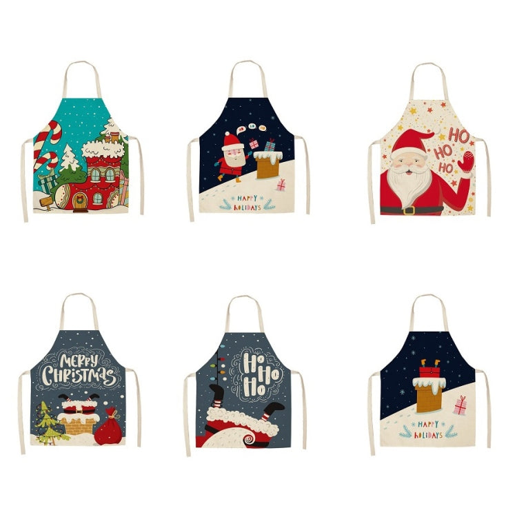 Fabric Linen Cleaning Apron Christmas Party Decoration Apron, Size: 68x55cm(WQ-001516)