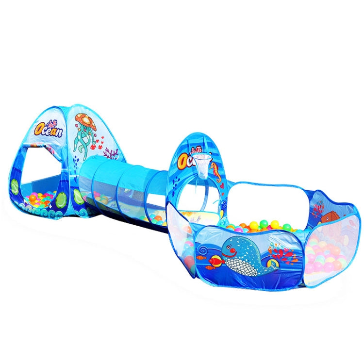 3 in 1 ZP01 Children Tent Play House Tunnel Foldable Shooting Ocean Ball Pool Toy(Deep Sea)