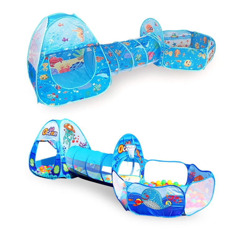 3 in 1 ZP01 Children Tent Play House Tunnel Foldable Shooting Ocean Ball Pool Toy(Deep Sea)