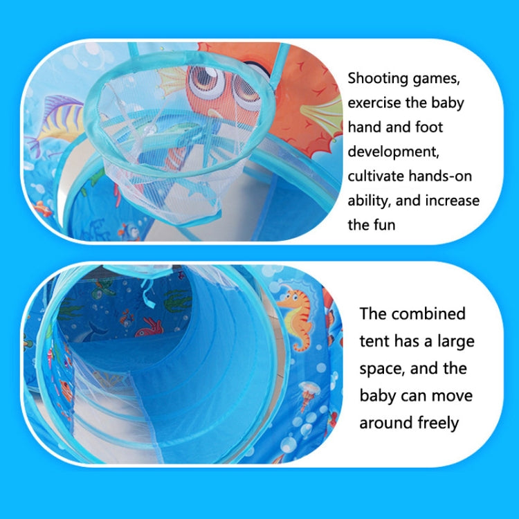 3 in 1 ZP01 Children Tent Play House Tunnel Foldable Shooting Ocean Ball Pool Toy(Deep Sea)