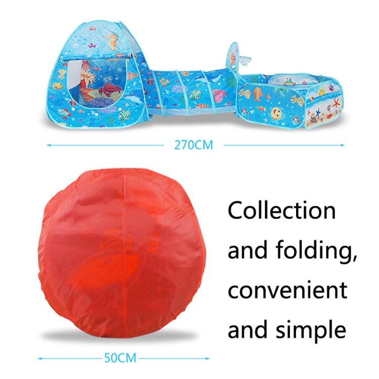 3 in 1 ZP01 Children Tent Play House Tunnel Foldable Shooting Ocean Ball Pool Toy(Deep Sea)