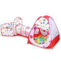 3 in 1 Children Tent Play House Tunnel Foldable Shooting Ocean Ball Pool Toy(Red)