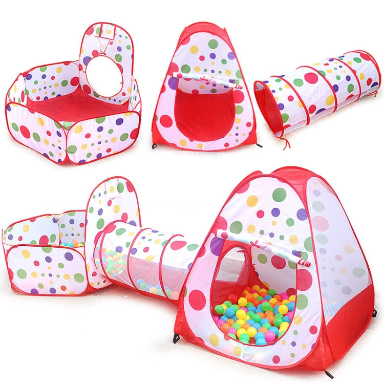 3 in 1 Children Tent Play House Tunnel Foldable Shooting Ocean Ball Pool Toy(Red)