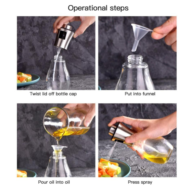 200ml Stainless Steel Glass Bottle Barbecue Cooking Seasoning Oil Pot Sprayer Oil Injection Kettle Oil Spray Bottle