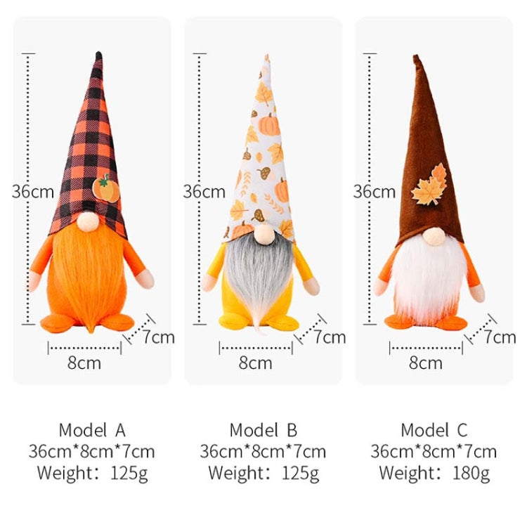 Pumpkin Maple Leaf No Face Standing Doll Decoration Shopping Mall Home Thanksgiving Halloween Decoration(Brown Hat)