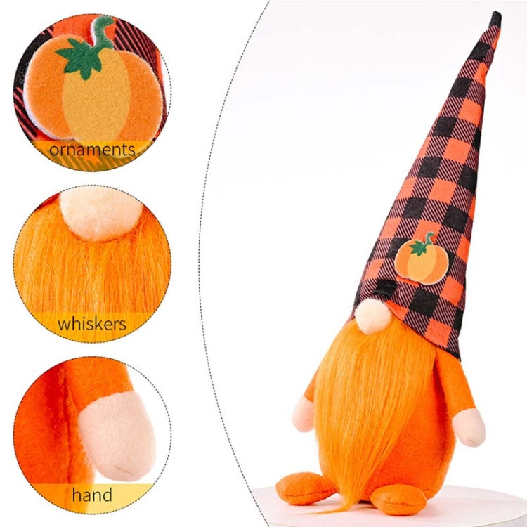Pumpkin Maple Leaf No Face Standing Doll Decoration Shopping Mall Home Thanksgiving Halloween Decoration(Brown Hat)